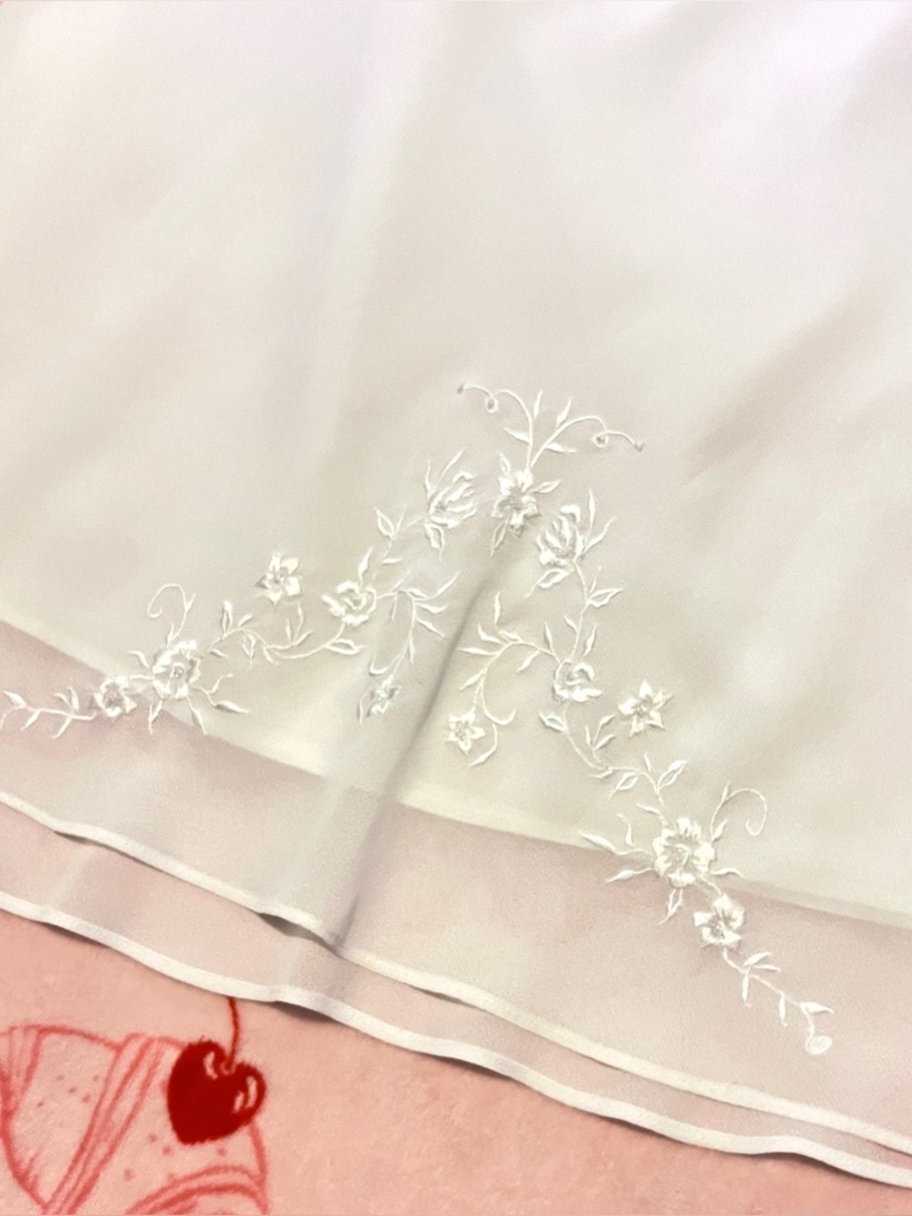Sag Harbor White Midi Skirt with Floral Embroidery - Size 14 - Picture 5 of 8